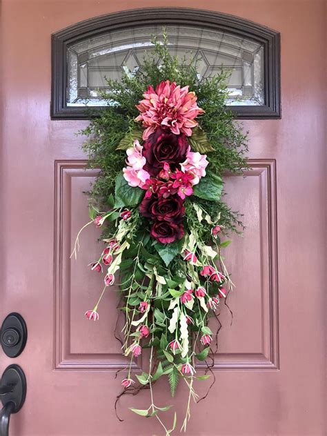 teardrop wreaths for front door|summer door teardrop swag.